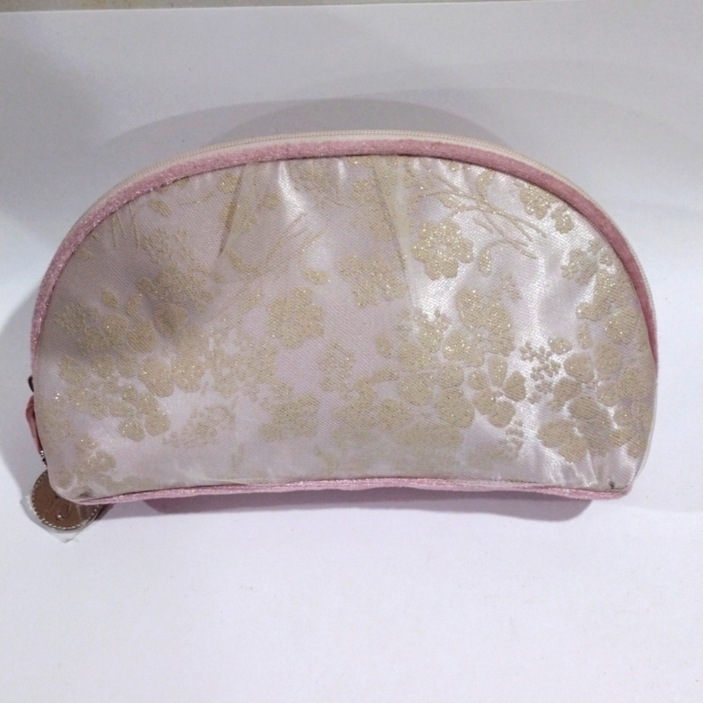 Jill Stuart Flower Design Blush Pink Zipper Makeup Bag - Excellent Condition